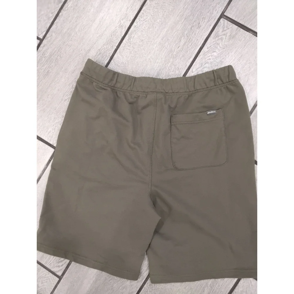 Eddie‎ Bauer Mens Sweat Shorts Khaki Olive Green Drawstring Pockets Size M